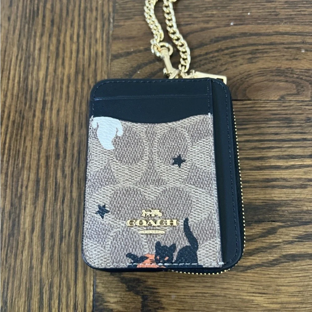 🎃👻🐈‍⬛Coach Halloween print zip card case